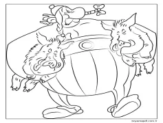 3 Yaş Çocuklar İçin Asteriks ve Oburiks Boyama Sayfası