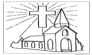 3 Yaş Çocuklar İçin Kilise Boyama Sayfası