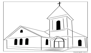 5 Yaş Çocuklar İçin Kilise Boyama Sayfası