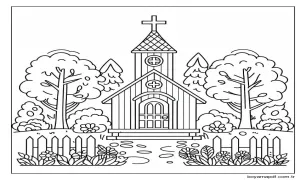6 Yaş Çocuklar İçin Kilise Boyama Sayfası