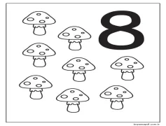8 mantarlı 8 numara Boyama Sayfası