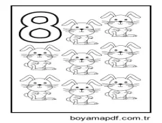 8 tavşan ile 8 numara Boyama Sayfası