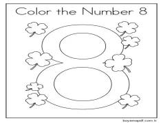 8 yonca ile 8 numara Boyama Sayfası