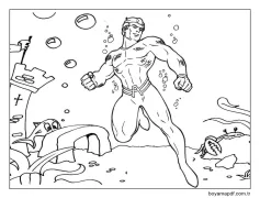 Adalet Ligi'nde Aquaman Boyama Sayfası