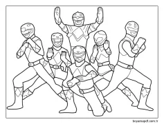 Altı Power Ranger Dövüşü Boyama Sayfası