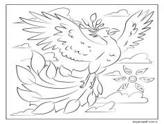 Anka Kuşu Sevimli Boyama Sayfası