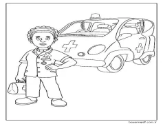 Araba ile Helen Sel Boyama Sayfası