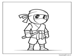 Ayakta Ninja çizimi Boyama Sayfası