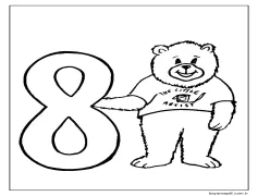 Ayı ile 8 numara Boyama Sayfası