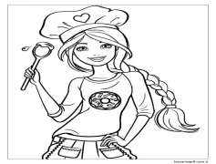 Barbie'yi Pişir Boyama Sayfası