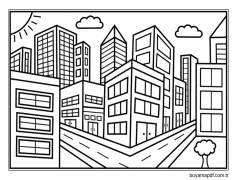 Basit bir şehir Boyama Sayfası
