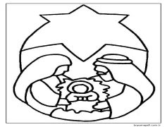 Basit Doğum Sahnesi Boyama Sayfası