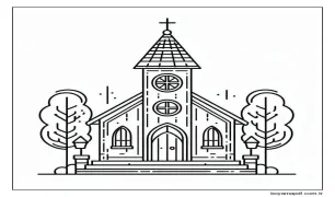 Basit Kilise Boyama Sayfası