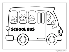 Basit Okul Otobüsü Boyama Sayfası