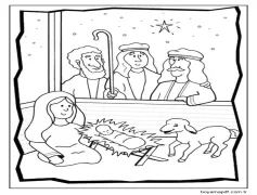 Basit resim Doğum Sahnesi Boyama Sayfası