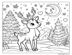 Bedava baskı ren geyiği Boyama Sayfası