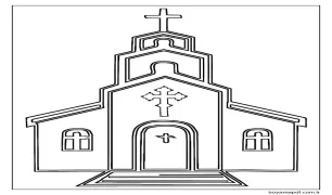 Bedava Yazdırılabilir Kilise Boyama Sayfası
