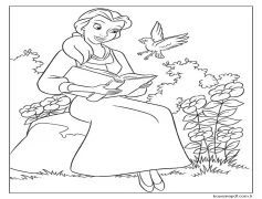 Belle Okuma Kitabı Boyama Sayfası