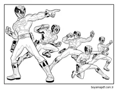 Beş Rangers Saldırısı Boyama Sayfası