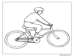 Bir Adam Bisiklet Sürüyor Boyama Sayfası