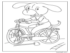Bir Köpek Bisiklet Sürüyor Boyama Sayfası
