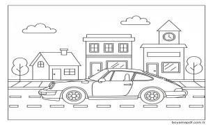 Bir Porsche Araba Boyama Sayfası
