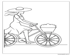 Bisiklete Binen Kadın Boyama Sayfası