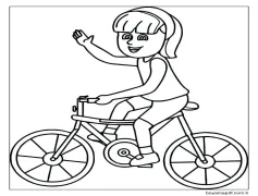 Bisiklete Binen Kız Boyama Sayfası