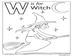 Cadı Harfi W Boyama Sayfası