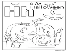 Cadılar Bayramı Harfi H Boyama Sayfası