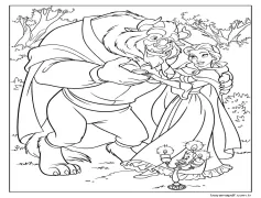 Canavar ve Belle Dansı Boyama Sayfası