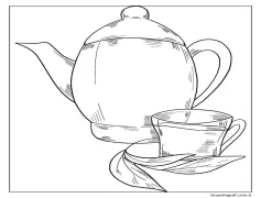Çaydanlık Çizimi Ücretsiz Yazdırılabilir Boyama Sayfası