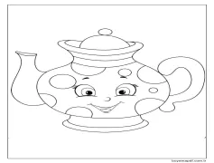 Çaydanlık Sevimli Boyama Sayfası