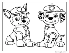 Chase ve Marshall Paw Patrol Boyama Sayfası
