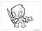 Chibi Deadpool Silah ve Kılıç Ile Boyama Sayfası