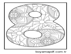 çiçek desenli sayı 8 Boyama Sayfası