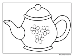 Çiçekli Çaydanlık çizimi ücretsiz Boyama Sayfası