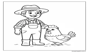 Çiftçi ve Tavuk Boyama Sayfası