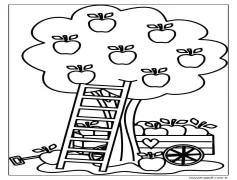 Çizgi film Elma Ağacı Boyama Sayfası