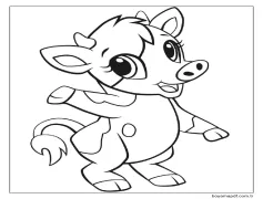 Çizgi Film İnek Ayakta Boyama Sayfası