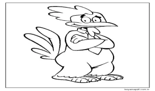Çizgi Tavuk Boyama Sayfası