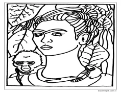 Çizmek Frida Kahlo ücretsiz yazdırılabilir Boyama Sayfası