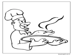 Cocinero Cocinando Pollo Boyama Sayfası