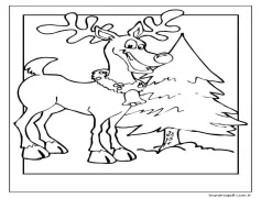 Çocuk baskı ren geyiği Boyama Sayfası
