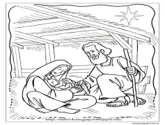 Çocuk İsa Doğum Sahnesi Boyama Sayfası