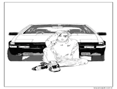 Çocuk ve Toyota araba Boyama Sayfası