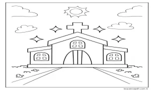 Çocuklar İçin Bedava Kilise Boyama Sayfası