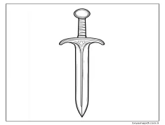 Çocuklar İçin Kılıç Boyama Sayfası