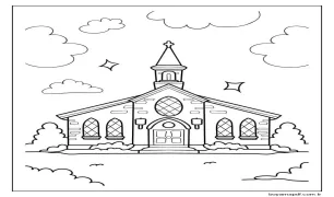 Çocuklar İçin Kilise Boyama Sayfası