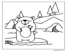 Çocuklar İçin Ücretsiz Kutup Ayısı Boyama Sayfası